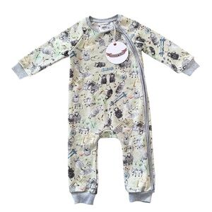 Little Wings By Paper Wings Baby Raglan Romper Organic Sheep Green Size 18 Month